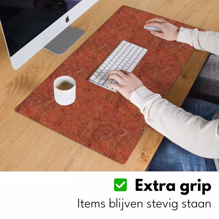 Oosters - Bloemen - Terracotta Muismat XXL klein 681 -sfeer3
