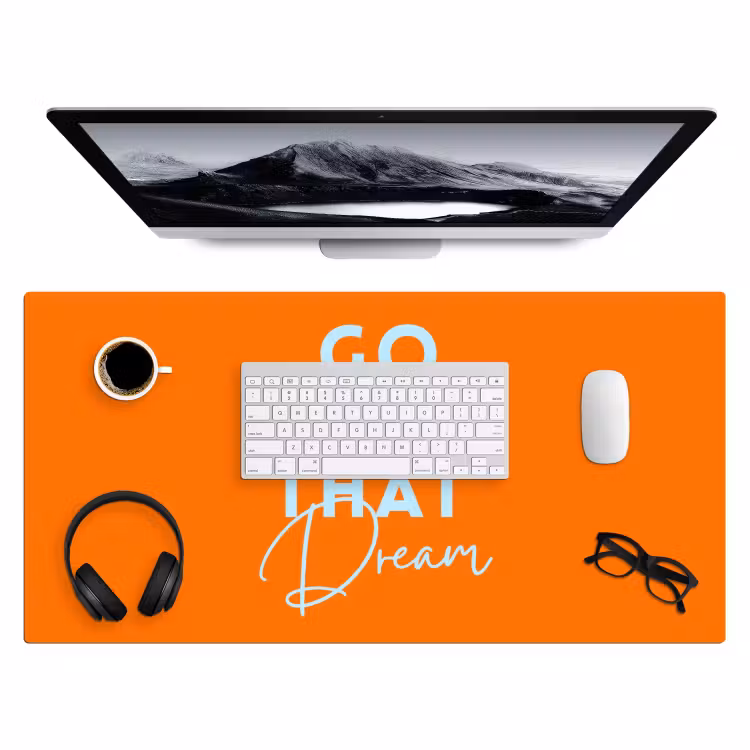 Oranje - Blauw - Go get that dream Muismat XXL klein -3d