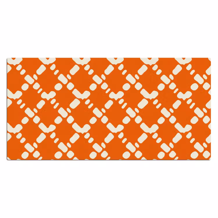 Oranje - Ruitpatroon - Wit Muismat XXL klein 681 -3d_leeg