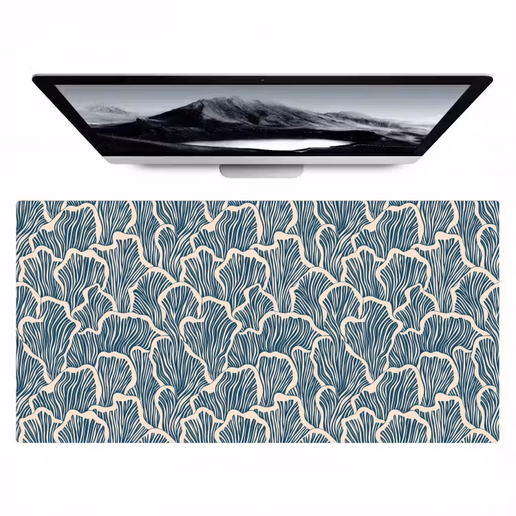 Organisch - Blauw - Crème - Schelpen Muismat XXL klein 681 -zzz3d