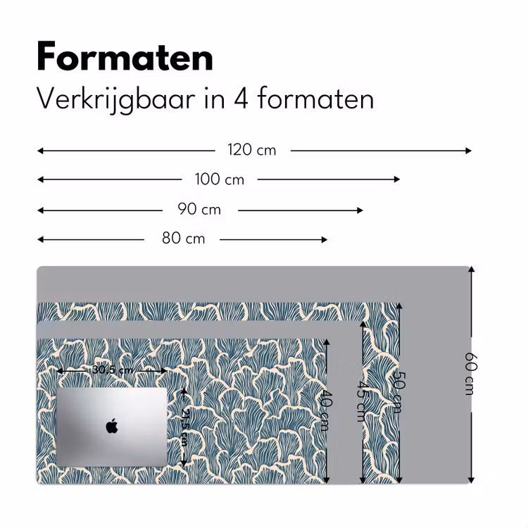 Organisch - Blauw - Crème - Schelpen Muismat XXL klein 681 -sfeer5