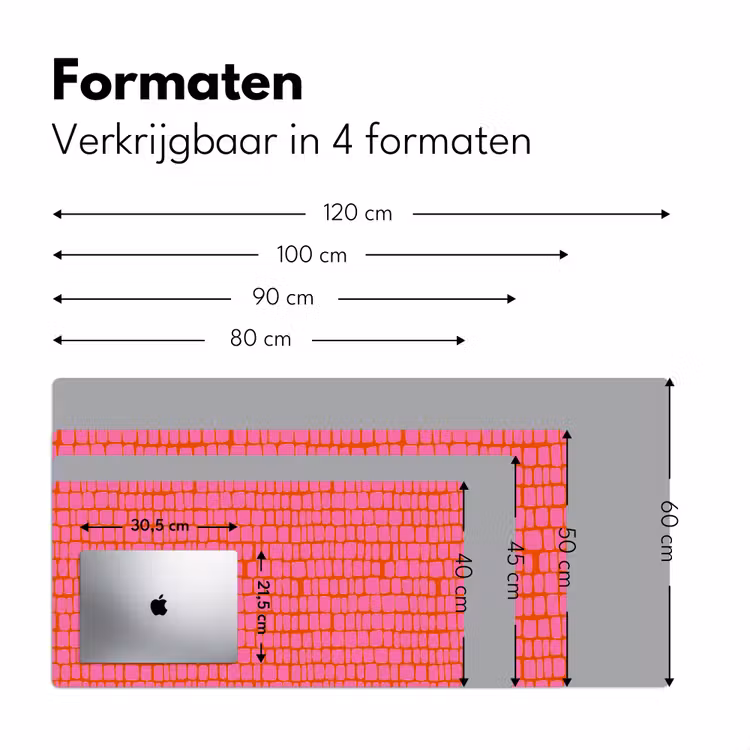 Organisch - Raster - Roze Muismat XXL klein 681 -sfeer5