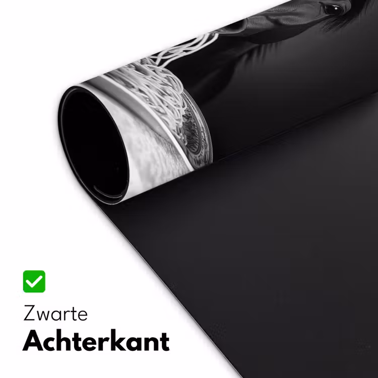 Paard - Bord - Pasta - Tafelkleed - Zwart Wit - Dieren Muismat XXL klein -sfeer2