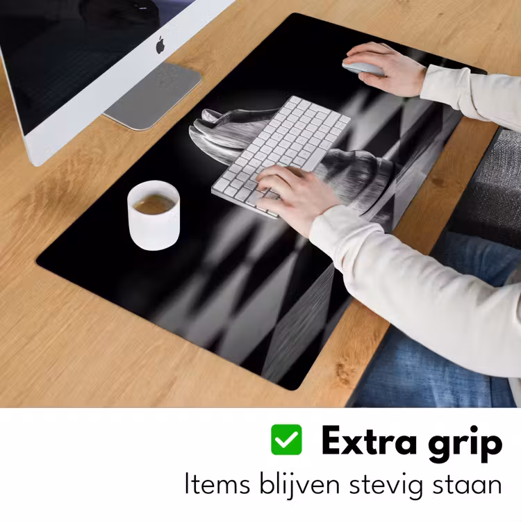 Paard - Hout - Schaalbord - Zwart Muismat XXL klein -sfeer3