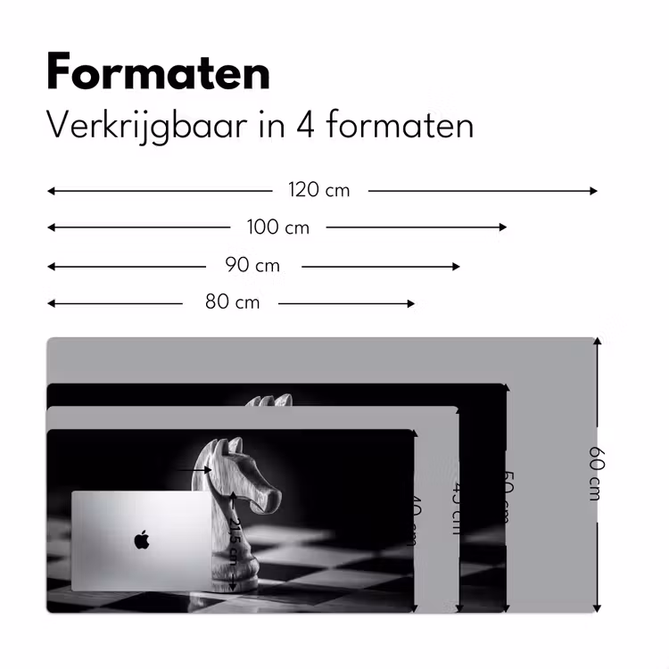 Paard - Hout - Schaalbord - Zwart Muismat XXL klein -sfeer5