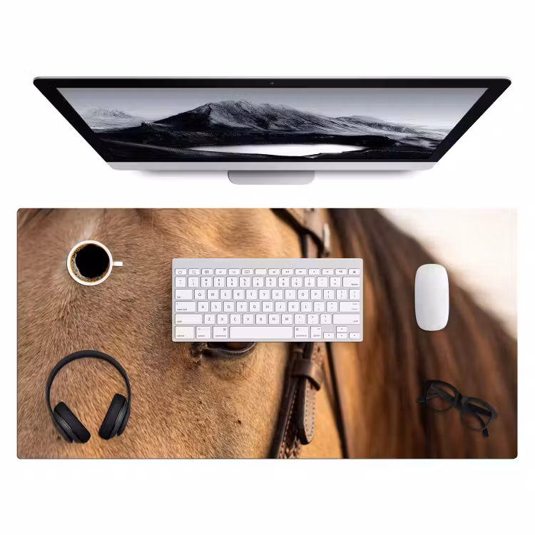 Paard - Oog - Bruin Muismat XXL klein -3d