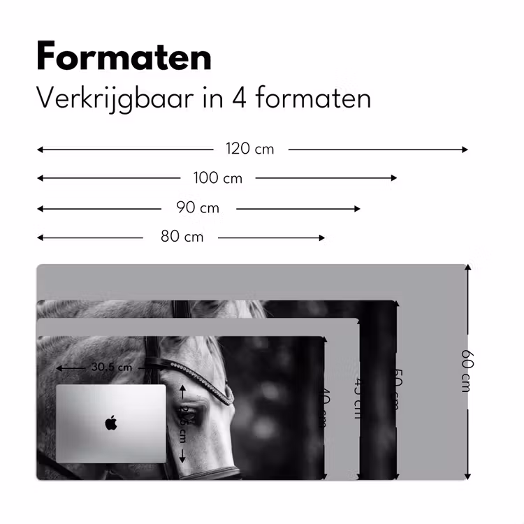 Paard - Schimmel - Portret Muismat XXL klein -sfeer5