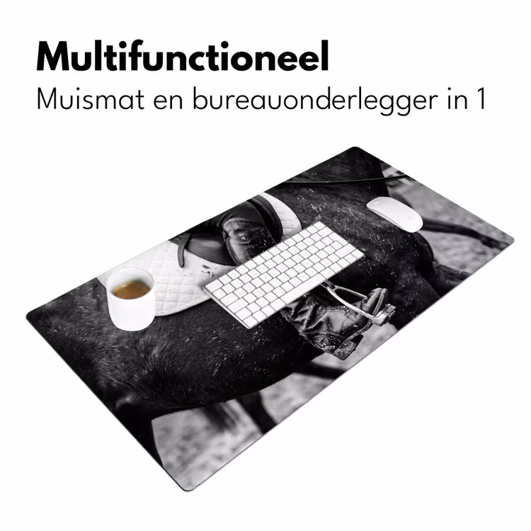Paard - Sport - Zwart - Wit Muismat XXL klein -sfeer4