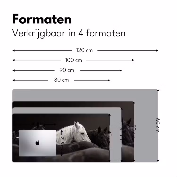 Paarden - Zwart - Wit - Kudde Muismat XXL klein -sfeer5