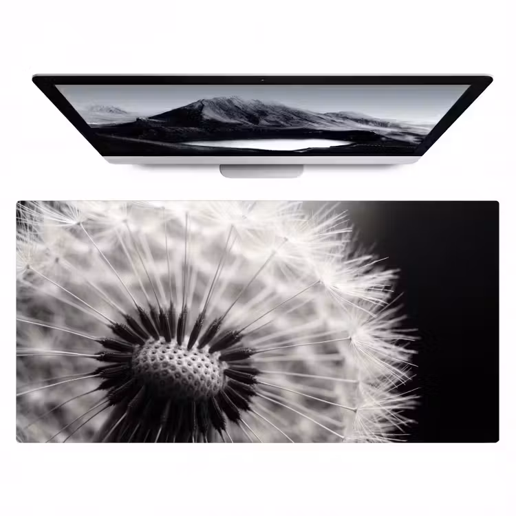 Paardenbloem - Zwart - Wit Muismat XXL klein -zzz3d