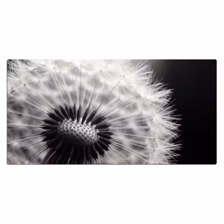 Paardenbloem - Zwart - Wit Muismat XXL klein -3d_leeg