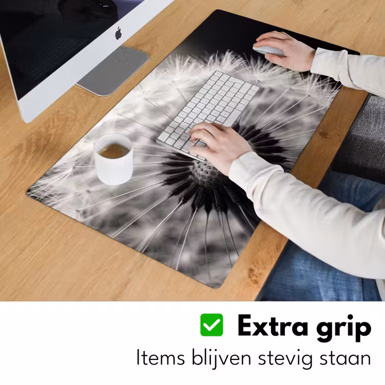 Paardenbloem - Zwart - Wit Muismat XXL klein -sfeer3