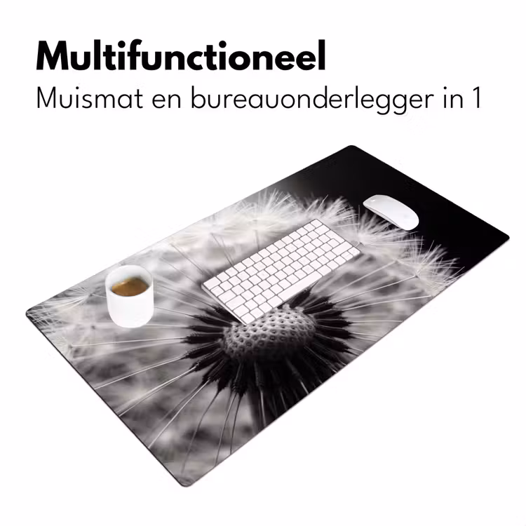 Paardenbloem - Zwart - Wit Muismat XXL klein -sfeer4