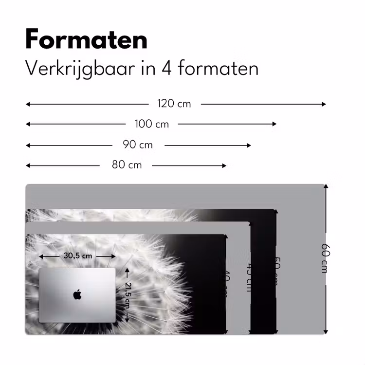 Paardenbloem - Zwart - Wit Muismat XXL klein -sfeer5