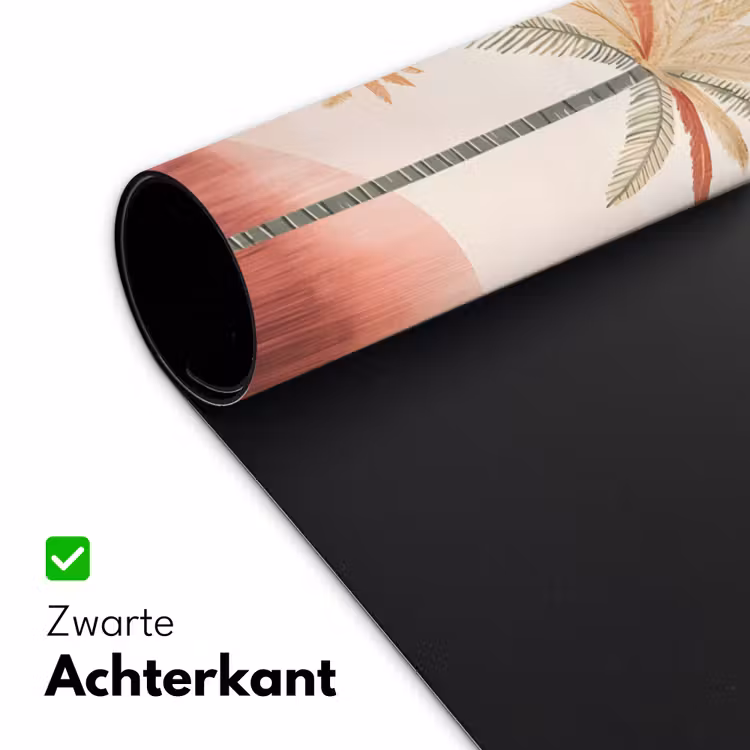 Palmbomen - Heuvels - Minimalistisch - Zachtroze Muismat XXL klein -sfeer2