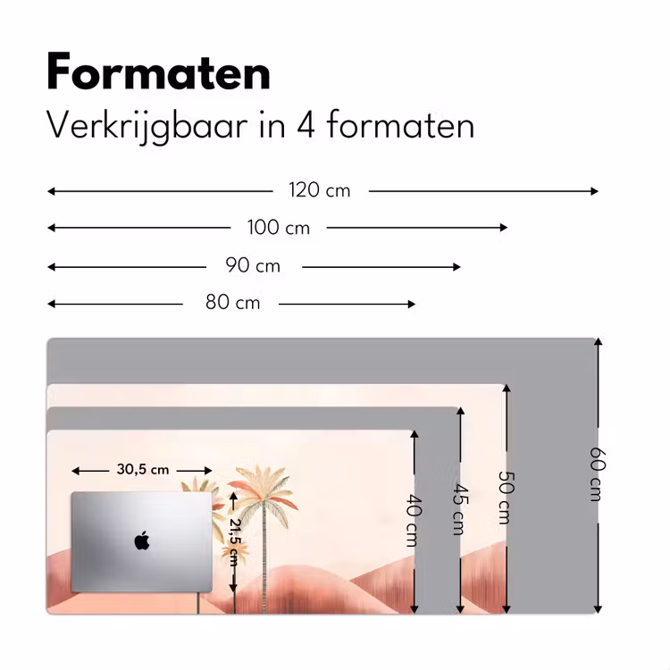 Palmbomen - Heuvels - Minimalistisch - Zachtroze Muismat XXL klein -sfeer5