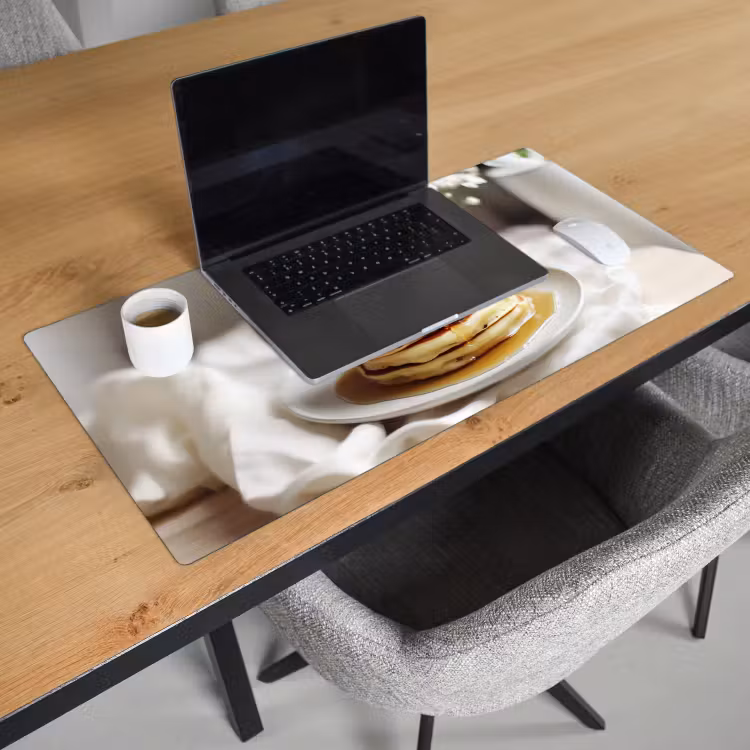 Pannenkoeken - Banaan - Siroop - Wit - Beige Muismat XXL klein -sfeer1