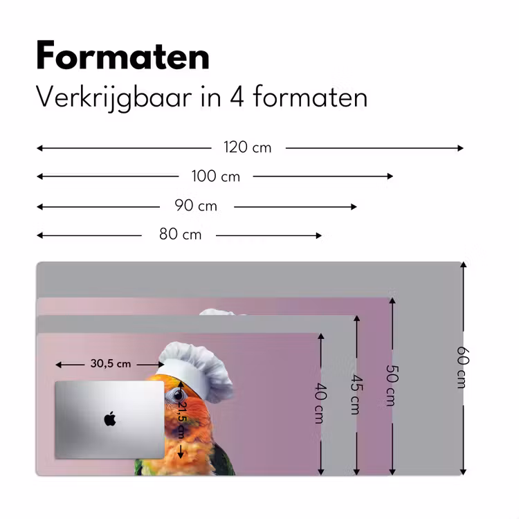 Papegaai - Koksmuts - Nieuwsgierig - Vogel Muismat XXL klein -sfeer5