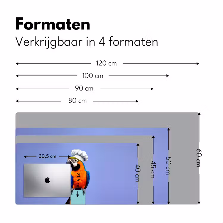Papegaai - Koksmuts - Vogel - Leuk Muismat XXL klein -sfeer5