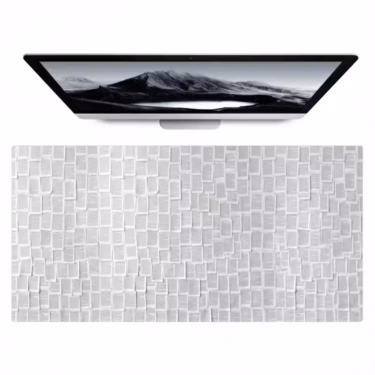 Papier - Overlappend - Textuur - Modern - Wit Muismat XXL klein -zzz3d