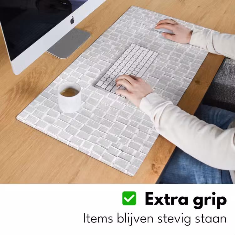 Papier - Overlappend - Textuur - Modern - Wit Muismat XXL klein -sfeer3