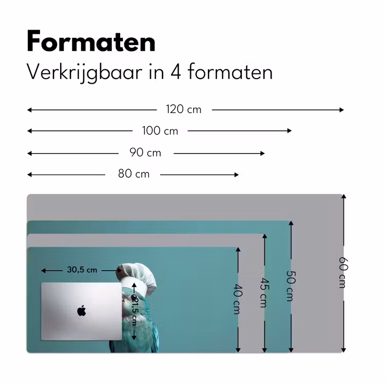 Parkiet - Vogel - Koksmuts - Cute Muismat XXL klein -sfeer5