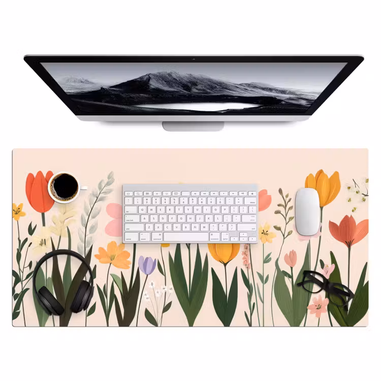 Pasteltinten - Bloemen - Illustratie Muismat XXL klein -3d