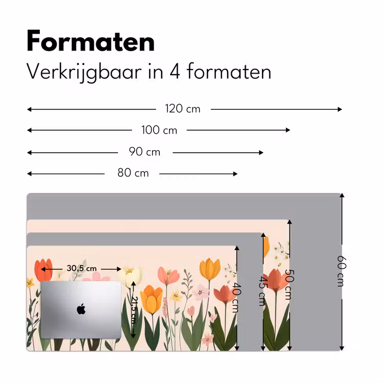 Pasteltinten - Bloemen - Illustratie Muismat XXL klein -sfeer5