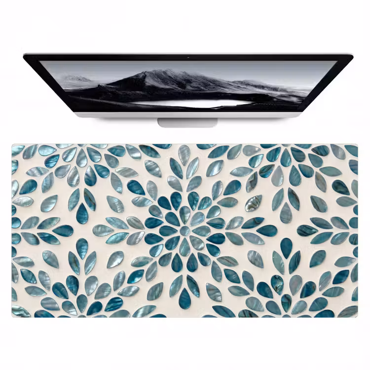 Patroon - Bladeren - Abstract - Modern - Turquoise Muismat XXL klein -zzz3d