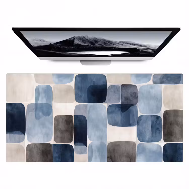 Patroon - Blauw - Vierkanten Muismat XXL klein -zzz3d