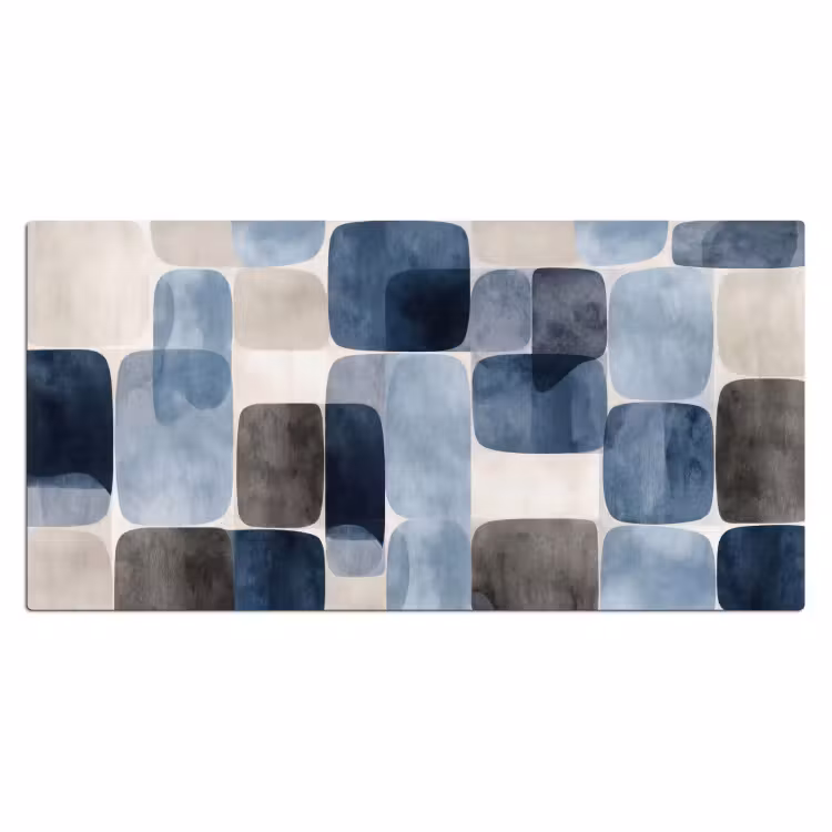 Patroon - Blauw - Vierkanten Muismat XXL klein -3d_leeg