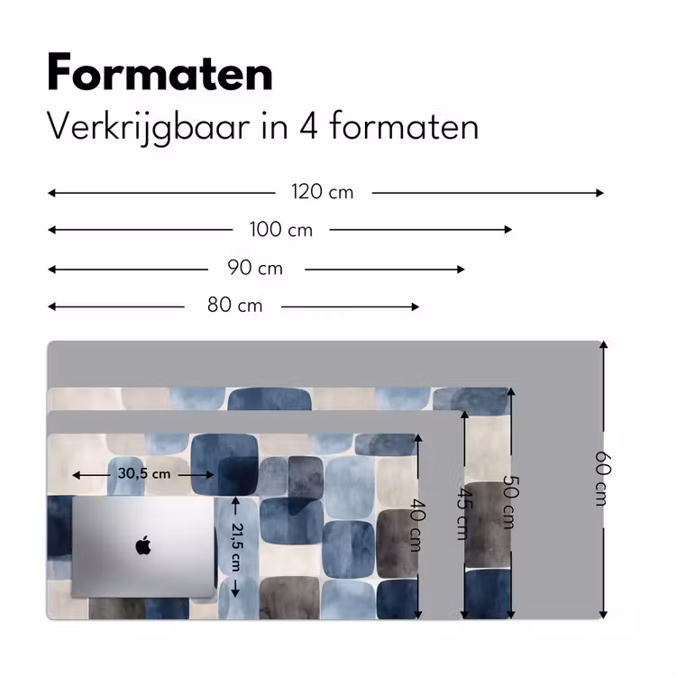 Patroon - Blauw - Vierkanten Muismat XXL klein -sfeer5