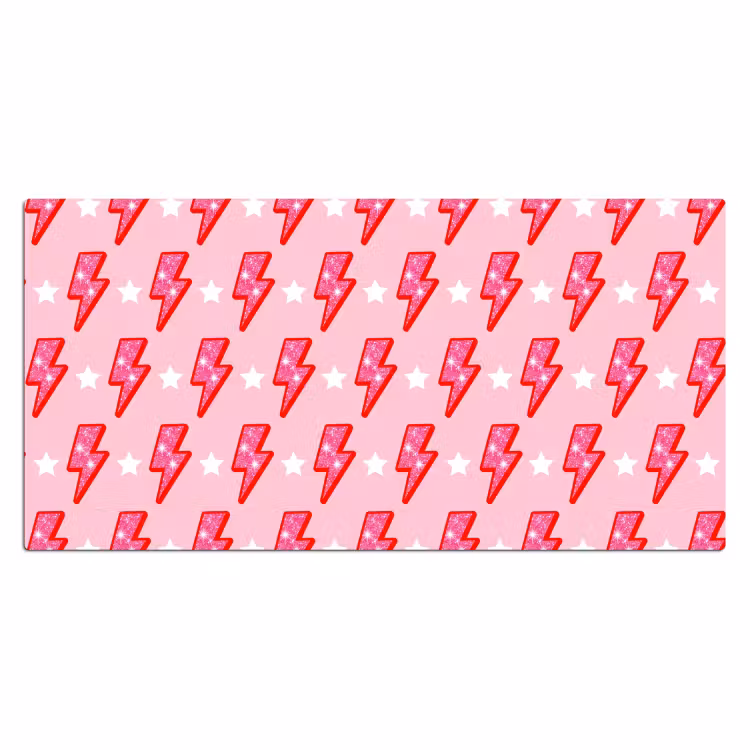 Patroon - Bliksem - Ster - Glitter - Roze Muismat XXL klein -3d_leeg
