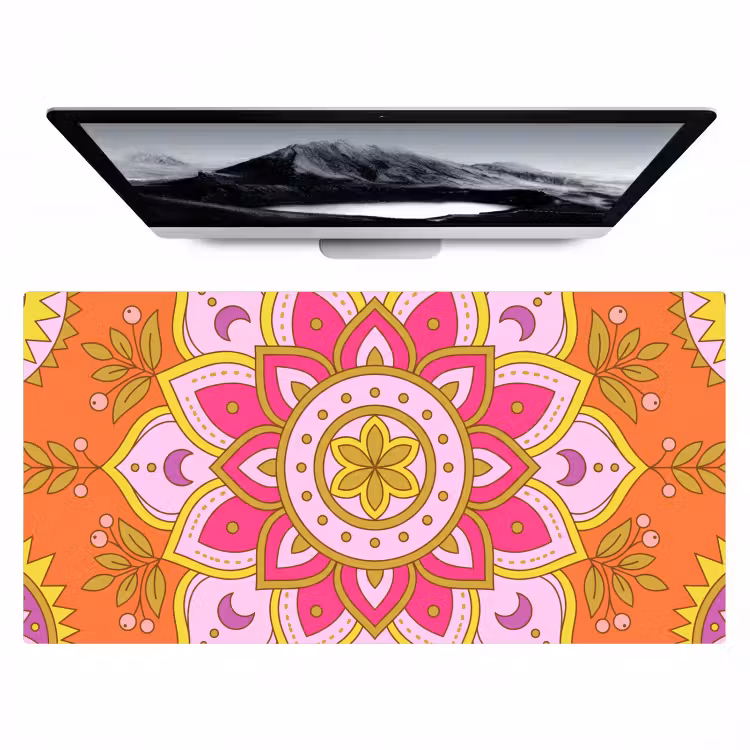 Patroon - Bloemmotief - Decoratie - Abstract - Roze Muismat XXL klein -zzz3d