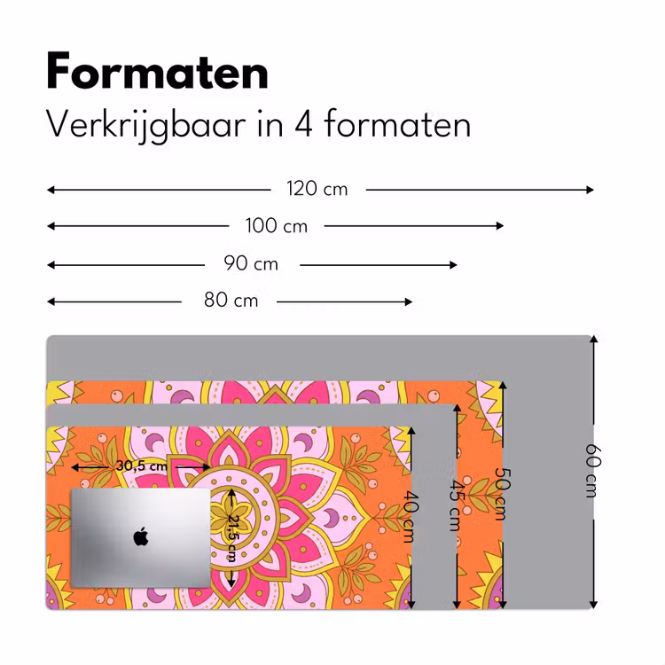 Patroon - Bloemmotief - Decoratie - Abstract - Roze Muismat XXL klein -sfeer5