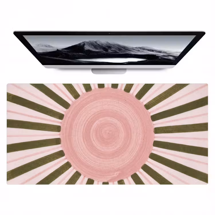 Patroon - Cirkel - Stralen - Abstract - Roze Muismat XXL klein -zzz3d