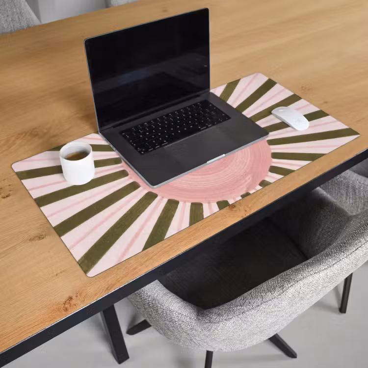 Patroon - Cirkel - Stralen - Abstract - Roze Muismat XXL klein -sfeer1