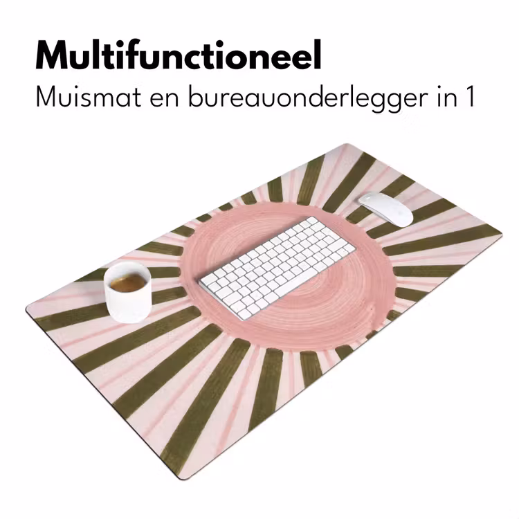 Patroon - Cirkel - Stralen - Abstract - Roze Muismat XXL klein -sfeer4