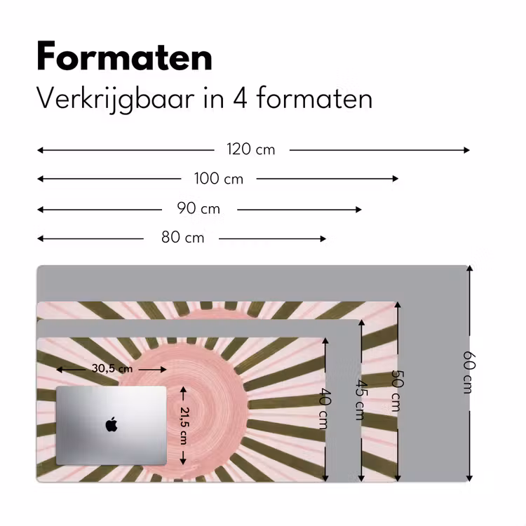 Patroon - Cirkel - Stralen - Abstract - Roze Muismat XXL klein -sfeer5