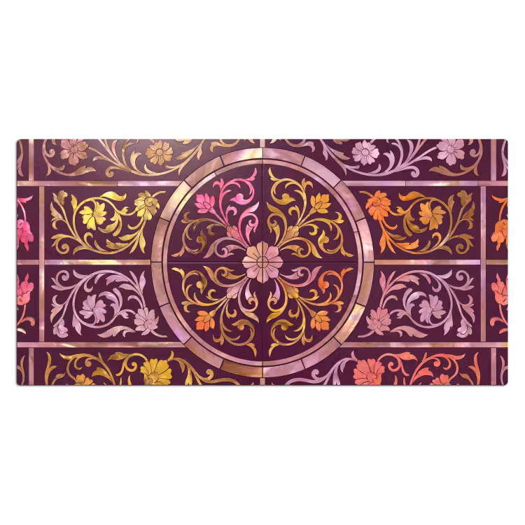 Patroon - Floraal - Oosters - Paars - Goud Muismat XXL klein -3d_leeg