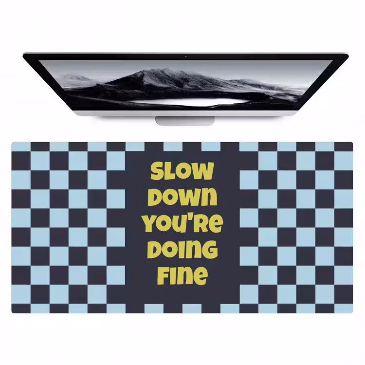 Patroon - Geblok - Blauw - Slow down you're doing fine Muismat XXL klein -zzz3d
