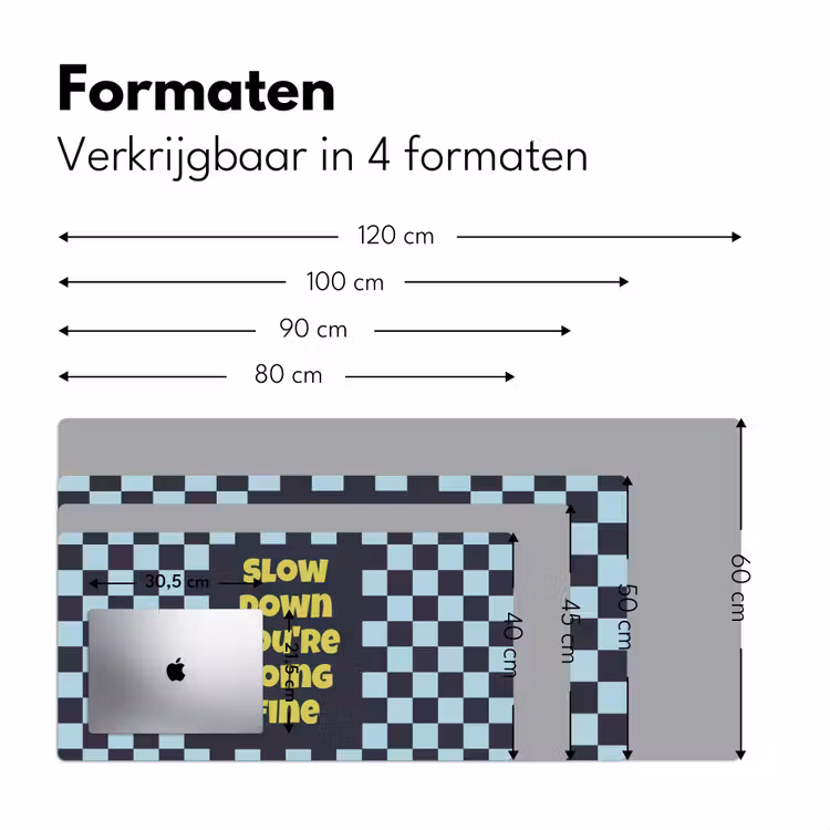 Patroon - Geblok - Blauw - Slow down you're doing fine Muismat XXL klein -sfeer5