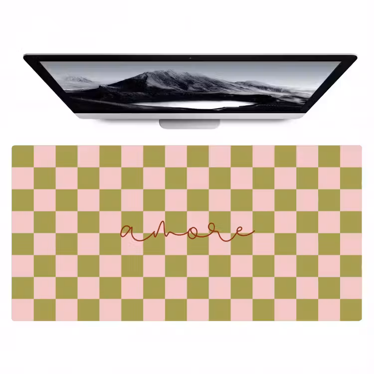 Patroon - Geblokt - Olijfgroen - Amore Muismat XXL klein -zzz3d