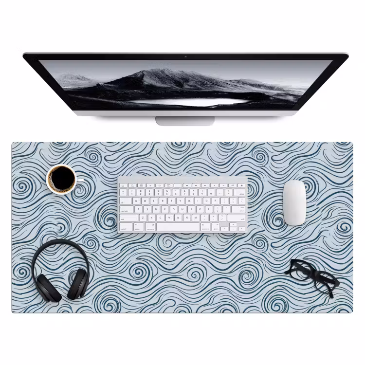 Patroon - Golven - Abstract - Modern - Blauw Muismat XXL klein -3d
