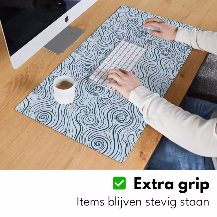 Patroon - Golven - Abstract - Modern - Blauw Muismat XXL klein -sfeer3