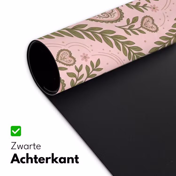 Patroon - Hart - Bloemen - Folkloristisch - Roze Muismat XXL klein -sfeer2