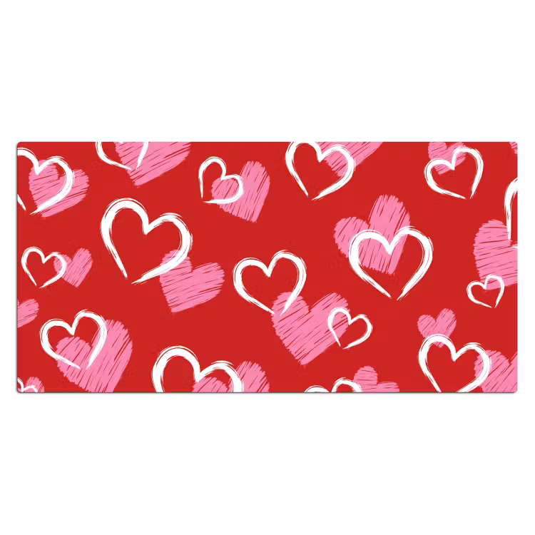 Patroon - Hartjes - Roze - Valentijn Muismat XXL klein -3d_leeg