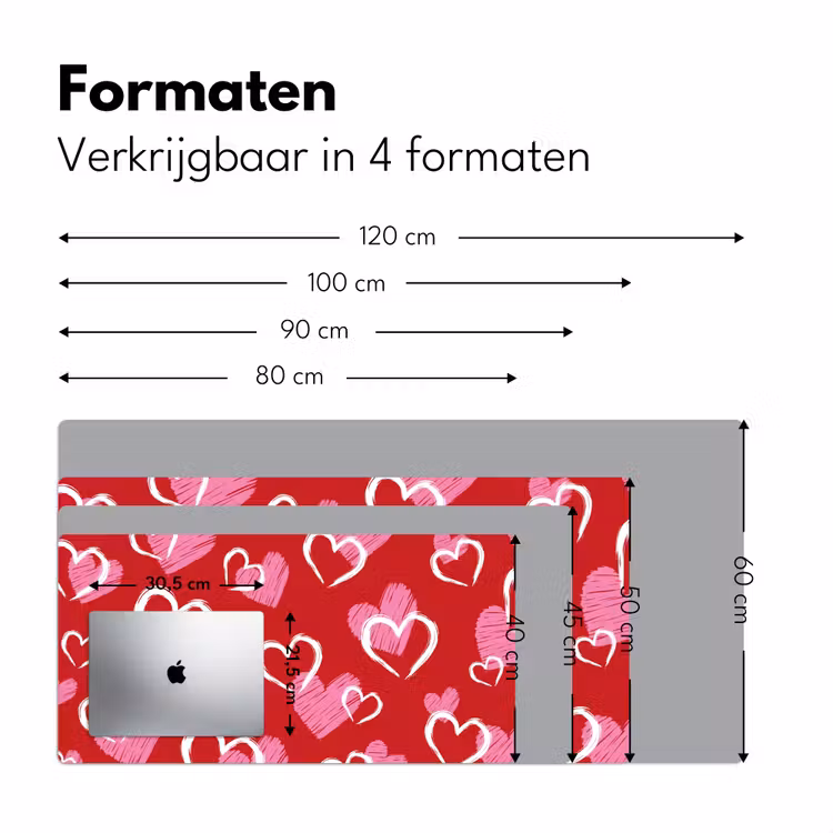 Patroon - Hartjes - Roze - Valentijn Muismat XXL klein -sfeer5