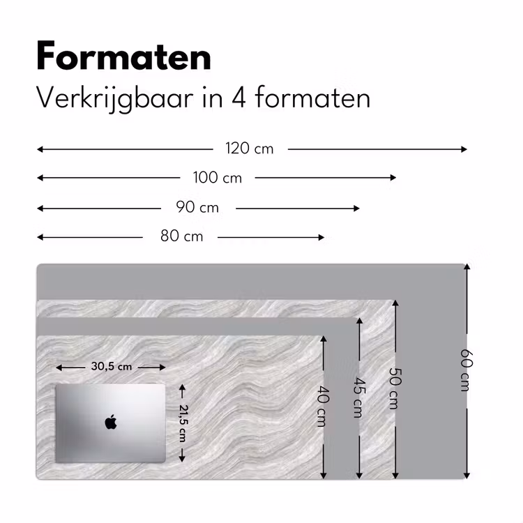 Patroon - Helder - Wit - Grijs Muismat XXL klein 681 -sfeer5