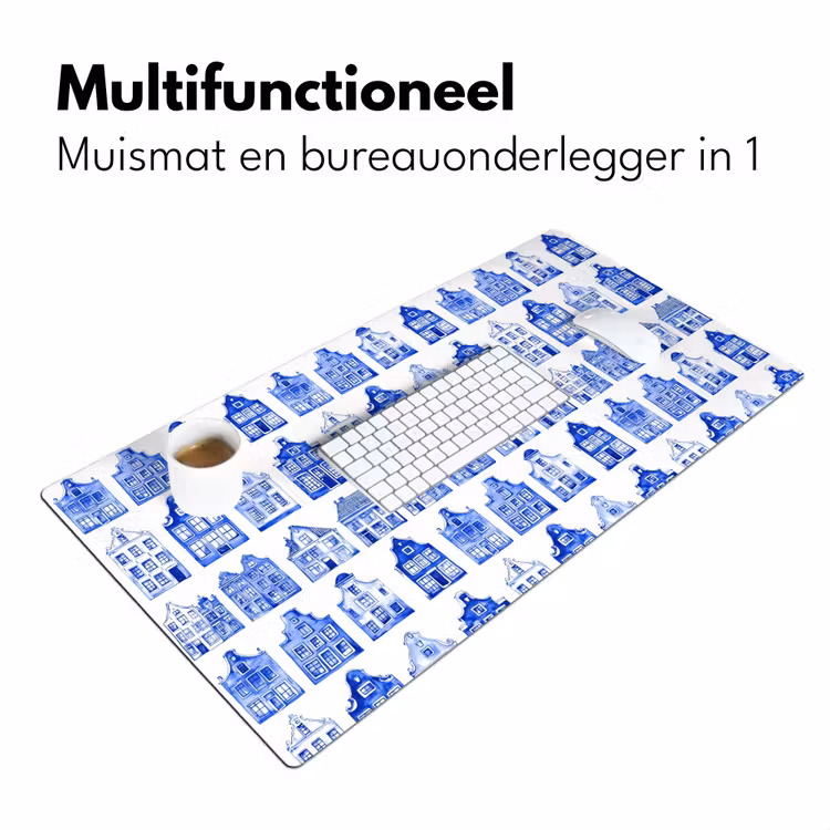 Patroon - Huizen - Blauw Muismat XXL klein 681 -sfeer4